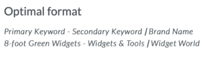 Example of recommended title format from Moz.com, showing Primary Keyword, Secondary Keyword, and Brand